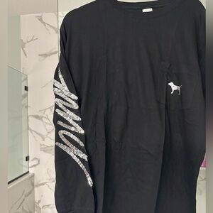 Pink Victoria secret bling dog long sleeve tee L